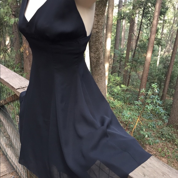 Nicole Elizabeth by Barbara full skirted, chiffon black prom midi dress,HP24x2 - Picture 6 of 8